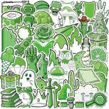 50pcs/Pack Retro Cartoon Green Items Stickers, Reusable Stickers Suitable For Holiday Decorations Like Halloween, Christmas, Easter, DIY On Water Bottles, Laptops, Skateboards, Energetic Aesthetic Graffiti Set For Journals, Scrapbooks, Party Supplies, Great For Winter, New Year