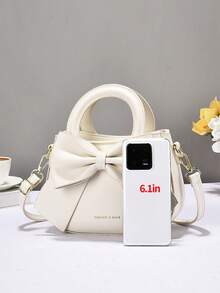 1 Set Including Women's Handbag, Bow Decor Shoulder Bag, Fashion Solid Color Crossbody Bag - Beige - View 6