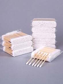 1000/500支装高品质双头棉签，沙龙级棉签，木质化妆品清洁棉签，美容及个人护理用品，圆形一次性耳部清洁棉签，家用，适用于耳鼻清洁 - 彩色 - 查看 4