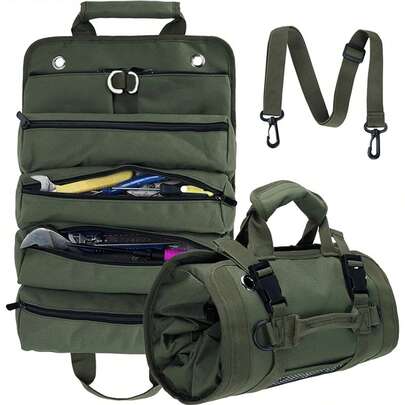 Tool Kit, Heavy-Duty Organizer For Both Men And Women, Portable Storage Box With 2 Removable Zippered Bags, Suitable For Electricians And Mechanics, Mini Portable Hardware Tool Bag.