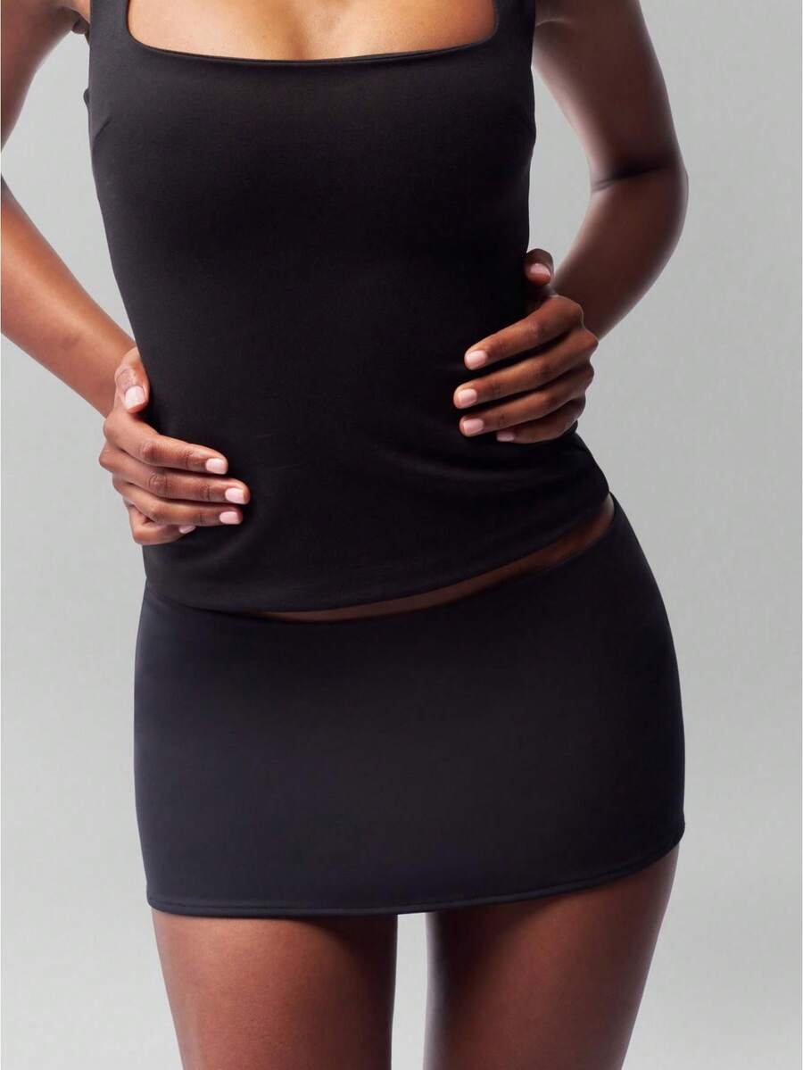 Women's Y2k Mini Skirts Solid Color Low Waist Short Skirts Summer Casual Bodycon Skirts Streetwear - 黑色 - 查看 1
