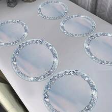 6 Pieces Elegant Silver Diamond Edge Placemats - 2D Printed Round Placemats For Home Decoration, Weddings, Parties, And Kitchen Table Decorations, Washable Polyester, 2D Flat - 6PC/Nhiều màu - Xem 1