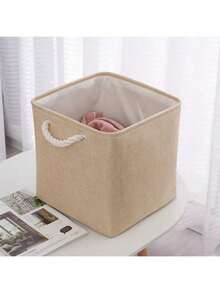 Best-Selling Medium Canvas Storage Basket - With Handle, Suitable For Storing Clothes, Baby Items And Pet Supplies (Great For Shelf)