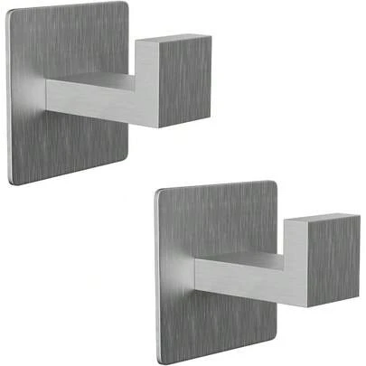 Towel Hooks For Clothes Closet Sponges Robe Hook Self Adhesive (No Drilling), Coat Hook For Bathroom Kitchen Hotel Garage 304 Stainless Steel Door Hanger Wall Mounted 2 Pack Polished