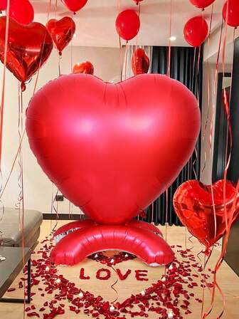 1pc Giant Standing Heart Balloon, 57-Inch Large Standing Heart Balloon, Suitable For Valentine's Day, Birthday, Party Decoration, Party Gift Decoration, Romantic Confession, Proposal, Wedding Venue Decoration, Anniversary, Bridal Shower, Gift Decoration Balloon