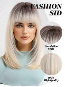 Tóc giả tổng hợp dệt màu nâu vàng 14 inch với mái nhiều lớp, tóc thẳng dài vừa phải, tóc giả tổng hợp dệt, tóc giả dành cho nữ dùng trong các dịp lễ, du lịch, tiệc tại nhà, hóa trang, sử dụng hàng ngày cho lễ Halloween và Giáng sinh, lễ hội hóa trang năm mới, quà tặng cho bé gái, quà tặng tốt nghiệp mùa hè, quà tặng làm sẵn, quà tặng Giáng sinh Halloween - Tóc vàng ombre - Xem 9