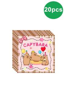 10pcs Capybara Themed Birthday Decorations, Party Disposable Tableware Decorations Including Napkins And Paper Cups Cute Cartoon Party Decorations, Birthday Decorations, Friends Parties, Outdoor Camping Picnics, Holiday Party Supplies - Multicolor - View 13