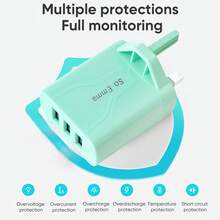 So Emma 3 Ports USB Charging Lndicator Charger Charge Candy Color For Mobile Phone UK Plug Charging Adapter Portable Wall Mobile Charger - UK Plug(220-240V) - View 10