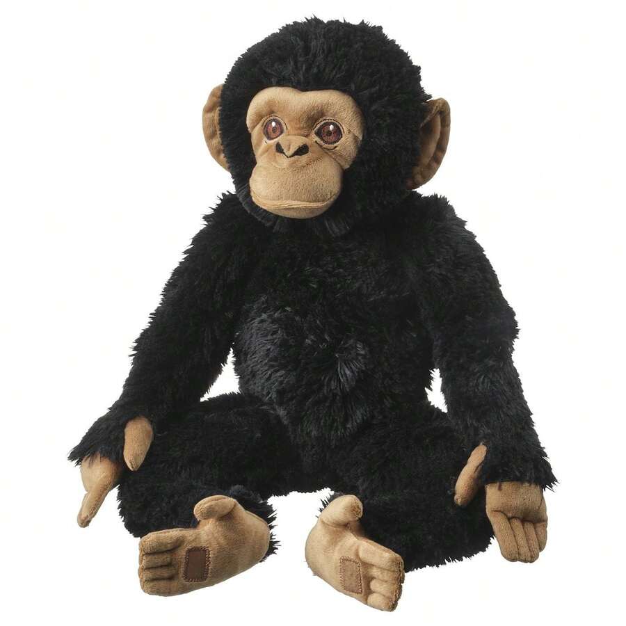 IKEA SANDLÖPARE Plush Toy, Chimpanzee, Children's Animal Doll, Super Soft And Cute, With Nylon  Strap, 32cm Long (Black). - Black - View 1