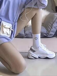 10双装运动长筒袜，心形图案，女士长筒袜（1/3/6/10双装），秋季 - 彩色 - 查看 6