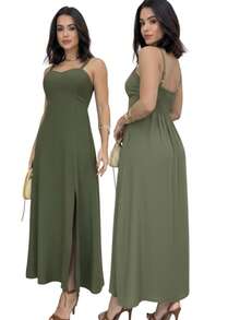 Women's Long Dress For Summer Weddings - 軍綠色 - 查看 3