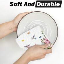 2/4 Pcs Floral Print Dish Towels, Super Absorbent Microfiber Modern Dish Cloths, Cooking And Baking Tea Towels, Cleaning Rags, Hand Towels, Highly Soft And Absorbent, Kitchen Decor, Gifts For Neighbors, Mothers, Birthdays, Housewarming For Friends, Kitchen Essentials, Daily Necessities - Multicolor - View 18