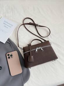 New Matte Patchwork Mini Handbag Crossbody Bag Phone Pouch, Fashionable Commuter Bag - Coffee - View 8