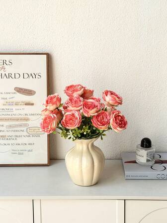 1束人造牡丹玫瑰花束，适用于婚礼装饰、假植物、房间装饰、秋季装饰、花园春季装饰、中心摆件、新娘手捧花、花环制作、家居卧室花瓶装饰、春季户外花园装饰、生日派对、现场装饰、情人节礼物、新年装饰、情人节礼物、毕业礼物等。