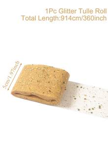 1pc Glitter Tulle Roll, Sparkling Tulle Ribbon, 15cm*914cm Fabric Ribbon, Including Cream, Black, Gold, Purple, Pink, Silver, Rose Gold And White Styles, Organza Tulle Scroll, DIY Craft Supplies, Wedding Decorations, Everyday Party Accessories, Birthday Party Supplies, Banquet Decorations, Wedding Chair Decorations,Wedding Ceremony Party Decorations - Multicolor - View 23