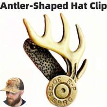 1 Piece Durable Alloy Antler Hat Clip, Suitable Hunting And Outdoor Adventures - Adjustable Deer Design With Gold Embellishments, Fathers And Hunters (Father's Day, Birthday)