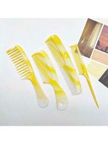 1/4pcs Pink Comb Set - Multi-Functional Hair Brush, Wide-Tooth Comb, Fine-Tooth Comb, Rat-Tail Comb And Double-Sided Comb, Made Of High-Quality ABS Material, Suitable For Men And Women, Fits All Hair Types - Color - View 14