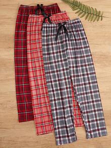 3-Pack, Plaid Print Pajama Pants, Soft And Comfortable Long Pants, Women's Vacation And Loungewear Pajama Pants, Made Of Polyester Fiber, Suitable For All Seasons. - Nhiều màu - Xem 9