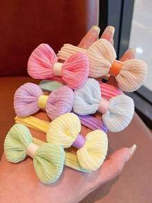 6 Pieces/Set Of Bow Ties And Flower Hair Ties Fresh Sweet High Elasticity And Non Damaging Hair Tie Headband Girls Tie Ponytail Rubber Bands Decorative Accessories For Styling