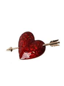 1pc Arrow Piercing Heart Shaped Oil Drop Brooch Pin, Fashionable & Versatile Heart Brooch - Red - View 6