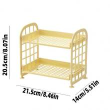 1pc Foldable 2-Tier Bathroom Vanity Organizer, Minimalist Countertop Makeup Jewelry Storage Rack, Home Bedroom Vanity Display Shelf - Multicolor - View 11