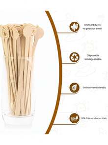 30支装圆形木质饮料搅拌棒 - 带图案，高品质咖啡店级饮料搅拌棒，木质咖啡搅拌棒，适用于咖啡饮品、牛奶食品搅拌、生日派对装饰、下午茶餐具配件、派对餐桌装饰，可清洗并重复使用