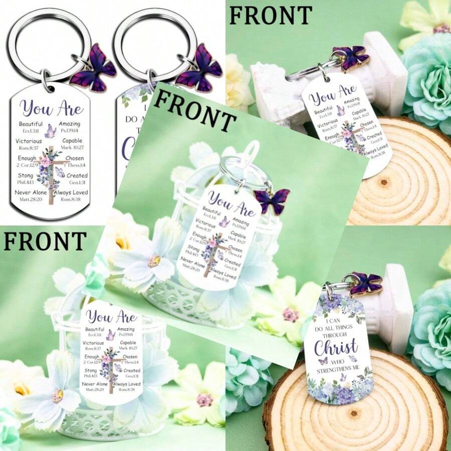Igvean Biblical Gifts Bible Verse Gifts Butterfly Keychain Spiritual Gift For Women Inspirational Christian Religious Gift For Women Friends Sister Bestie Daughter Mom Aunt Faith Based Present - 如圖 - 查看 1