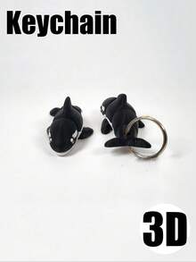1 móc khóa cá voi sát thủ mini in 3D, quà tặng sinh nhật cho sự kiện ngày lễ - màu đen - Xem 3