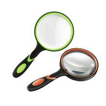 两副60毫米/90毫米10倍手持放大镜，防碎阅读放大镜，真玻璃材质，带防滑橡胶手柄，适用于阅读、爱好和科学研究。 - 彩色 - 查看 14