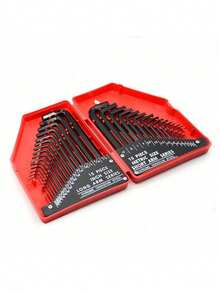 30pcs Metric Hex Wrench Set, Plastic Box, Black Finish, L-Shaped Flat Head Wrench Tool Kit