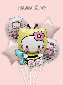 新爱心小猫、小艺术家小猫、蜜蜂小猫、生日数字气球套装、甜美风格生日派对装饰气球 - 彩色 - 查看 13