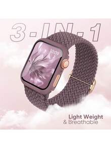 这款二合一表壳兼容 40mm、41mm、42mm、44mm、45mm、46mm 和 49mm 尺寸的 表带和表壳。弹性透气的运动编织尼龙表带,佩戴舒适;防震防刮的硬质 PC 表壳,配备钢化玻璃屏幕保护膜;这款二合一表壳兼容 Ultra/11/10/9/8/7/6/5/4/SE 型号;男女款表带和表壳均有售;佩戴方便,触控灵敏。 - 煙紫色 - 查看 3