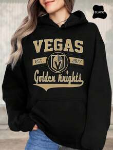Vegas Golden Knights Hoodie Sweatshirt, Vintage Vegas Hockey Shirt, Vegas Hockey Crewneck, Golden Knights Hockey Sweater, Hockey Fan Gift (2) - 黑色 - 查看 1