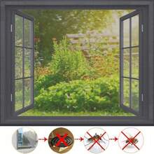 3-Pack de Pantallas de Ventana Autoadhesivas - Malla de Protección Invisible contra Insectos con Cinta de Instalación DIY Incluida - Oscuro - Ver 4