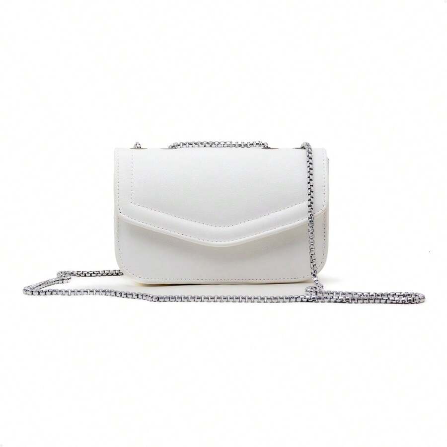 Basic Minimalist Metallic Crossbody Bag For Summer Parties. - Blanco - Ver 1