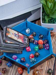 1 pieza Bandeja de almacenamiento plegable de terciopelo, Bandeja hexagonal para dados, Caja de almacenamiento para dados, Cesta de almacenamiento de escritorio ordinaria, Adecuada para juegos de dados - Multicolor - Ver 5
