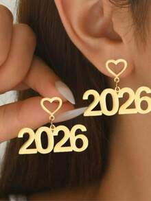 1对休闲独特设计2026镂空心形耳环 - 2026愛心款 - 查看 3