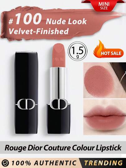  Dior [迷你] 迪奥高级定制唇膏 #100 裸色丝绒妆效 1.5g / 花香润唇持久 / 保湿持久唇膏 / 丝绒和全新薄纱妆效 / 彩妆界的标志性品牌，推出三种妆效的丰富色号。