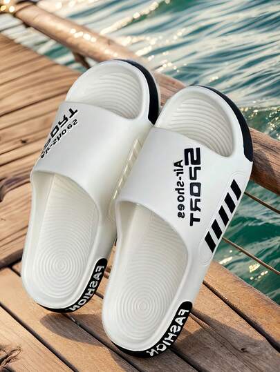 Summer New Fashion Casual Men's Slipper, And Versatile Color-Mix Sporty Design, EVA Material, Soft, Reboundable, Lightweight, Breathable, Silent, Odor-Proof, Quick-Drying, Suitable For Outdoor Leisure Activities And Beach Shoes For Men And Women Alike.