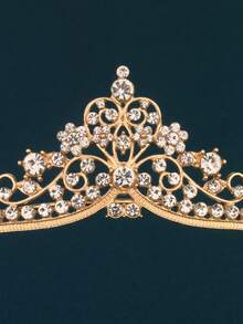 Nueva diadema de corona de cristal de aleación dorada, accesorios para vestido de novia, corona de regalo de cumpleaños 18, coronas, tiara, corona de disfraz, tocado - Dorado - Ver 7