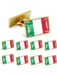 8件套 各国国旗金属方形徽章胸针配件