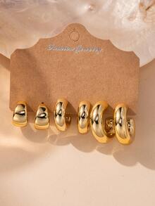 6-18件套独特水滴形几何耳环，适合节日和送礼。 - 金色 - 查看 2