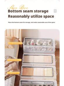 Caja de almacenamiento de zapatos plegable de PVC, organizador transparente, para debajo de la cama o el dormitorio, sin instalación requerida - Beis - Ver 4