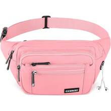 Riñoneras para mujeres y hombres, bolsa de cintura, bolsa de cadera conúltiples bolsillos, gran capacidad, impermeable, bolsa casual para viajes de, ciclismo, correr, senderismo (rosa) - Burdeos - Ver 9