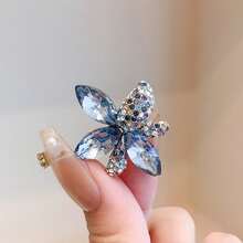 1pc Rainbow Bloom Brooch For Women, Vibrant Petal Arrangement With Sapphire Accents, Garden Party Accessory - 藍色 - 查看 4
