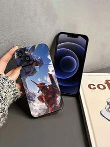 Funda para móvil Neon Mecha Battle compatible con teléfonos ,  17,  16 Pro Max,  15 Pro Max,  13 y  12. Diseñada con llamativos diseños de mechas para fans del anime y la ciencia ficción. Fabricada en TPU para una protección resistente a golpes y caídas. Un regalo perfecto para familiares, amigos, seres queridos, parejas y Navidad. - Negro - Ver 3
