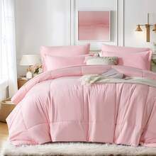 Lightweight Classical Comforter Set For Home Decor, Soft , Modern Style, All-Season, Twin(5 Pieces),Full/Queen/King(7pieces), Breathable Bed In A Bag, Housewarming Gift, Birthday Gift For Girl/Women/Men - Hồng - Xem 1