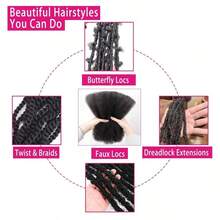 MECRY 35g/Pcs Afro Kinky Curly Braiding Bulk Hair Extensions For Mini Twists No Weft Soft Locs Afro Kinky Straight Human Hair Extensions Natural Color Cuban Twist Hair Soft Locs Micro Spring Twist For Dreadlocks Loc Repair - Multicolor - View 11