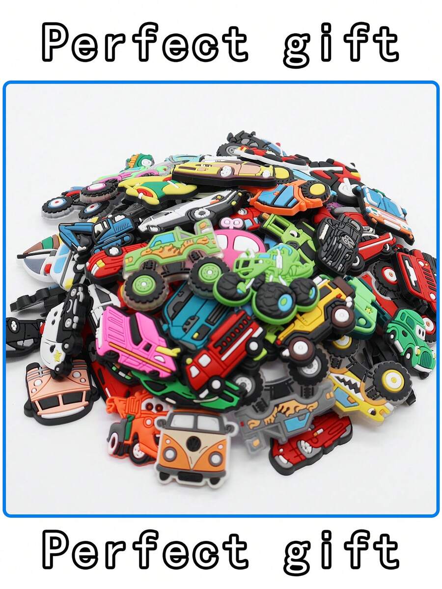 Random 50/20/30/40/10Pcs Means Of Transportation Shoe Charms,Cars, Racing Cars, Off-Road Vehicles, Engineering Vehicles, Motorcycles, Aircraft, Fire Engines, Etc,Suitable For Cartoon Pendant, Shoe Decoration, Hollow Out Clogs Charms, Shoe Clips, Personalized Soft Rubber Shoe Accessories, Great For Birthday, Holiday Gifts, Fillers, And Christmas/Halloween Party Favors