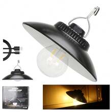 1 pieza Bombilla de luz de ambiente retro, Lámpara colgante de platillo volante, Luz esférica de camping, Luz para exteriores - Multicolor - Ver 2